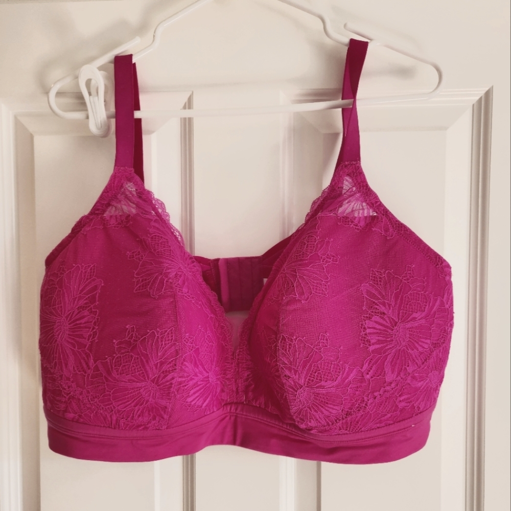 Auden Lightly Lined Bralette Women's Size 4X Pink Lace